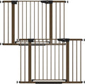 Cumbor 2 Pack 29.7-46" Baby Gate for Stairs, Mom's Choice Awards Winner-Auto Close Dog Gate for doorways, Easy Install Pressure Mounted Pet Gates indoor, Easy Walk Thru Wide Safety Gate for Dog, Brown