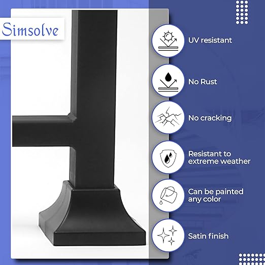 Deck Post Base Cover Durable, Snap-Together Shoe Base Instantly Transforms Hand & Stair Rail Feet Porch, Stair & Deck Brackets Cover UV-Resistant ABS Plastic (Black)