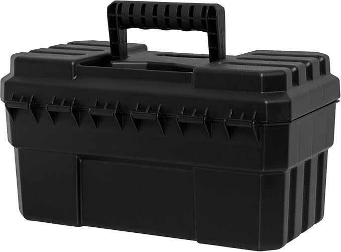 Akro-Mils 09514 ProBox 14-Inch Plastic Toolbox for Tools, Hobby or Craft Storage Toolbox with Removable Tray, 14-Inch x 8-Inch x 8-Inch, Black, 6-Pack