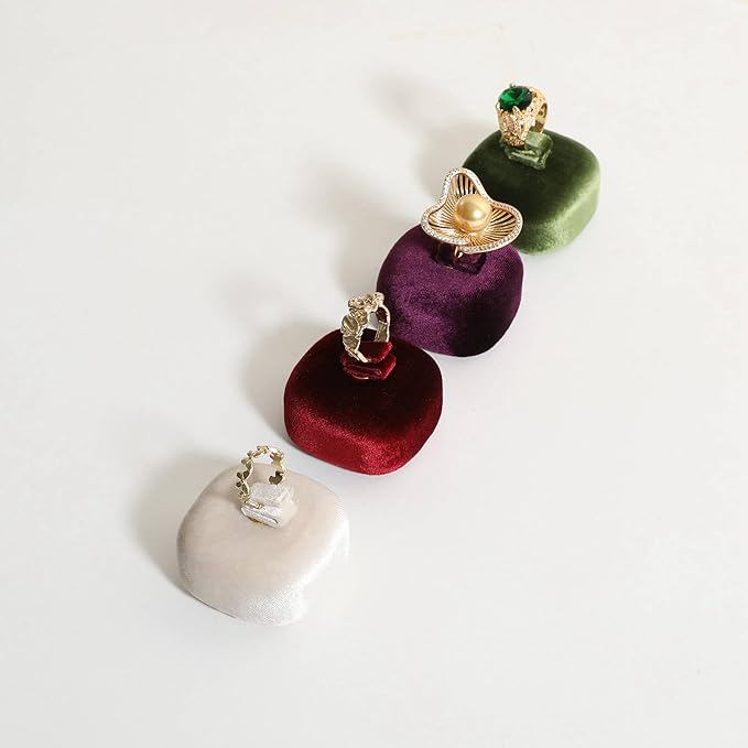 GemeShou Red Ring Display Stand for Jewelry, Velvet Single Ring Holder for selling, Cute Jewelry Display for Show【Red】