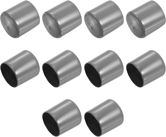 uxcell 10pcs Rubber End Caps 44mm ID Vinyl Round End Cap Cover Screw Thread Protectors Dark Grey