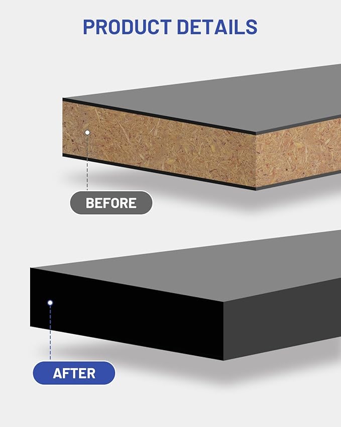 Melamine Edge Banding Black 3/4 inch x 50 ft Veneer Edging Easy Application Iron on Edge Banding Tape for Cabinet Plywood Repairs Furniture Restoration