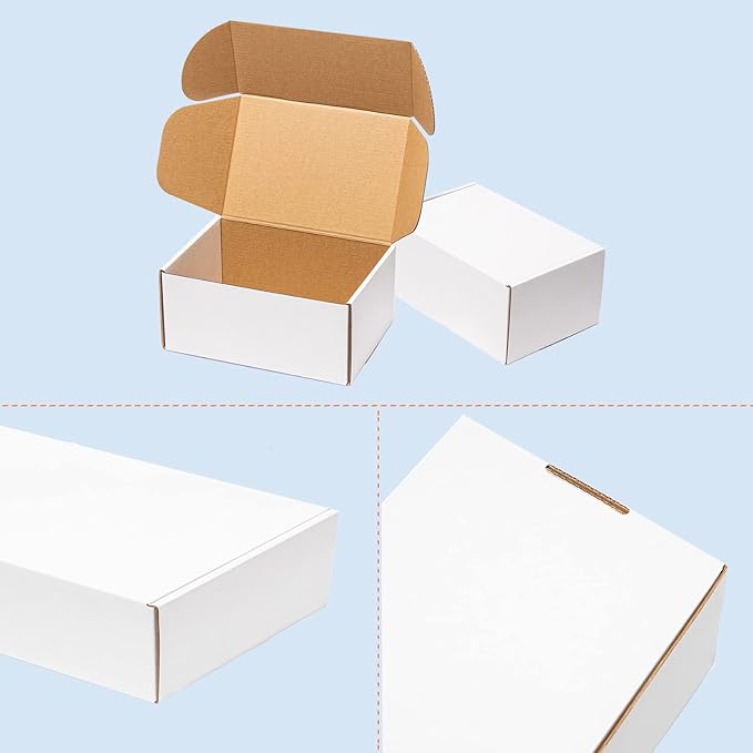 White Shipping Boxes 6x4x3" 25 Pack - Corrugated Cardboard Mailing Boxes for Small Business - Literature Mailer Packaging Supplies