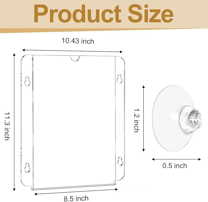 Acrylic Sign Holder 8.5 x 11, 4 Packs Flyer Holder for Business, Clear Sign Holder with Suction Cups for Menu, Notice, Frames Glass Door Window Display Stand for Store, Restaurant, Office