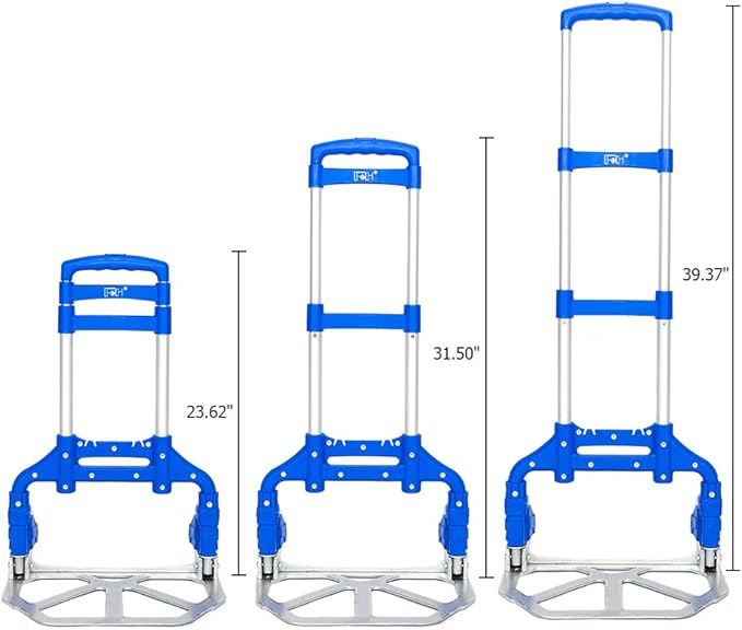 FCH Folding Hand Truck Aluminum Portable Folding Hand Cart 165lbs Capacity Hand Cart and Dolly Ideal for Home, Auto, Office,Travel Use,Blue
