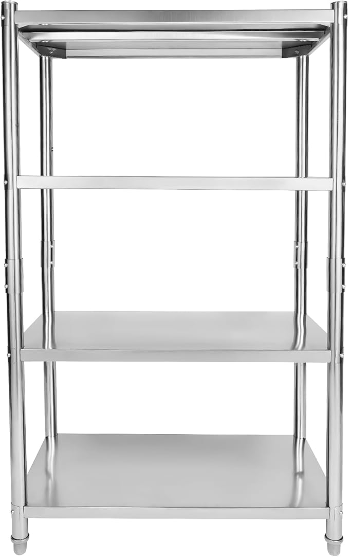 4-Tier Stainless Steel Shelf 31x18 Inch Heavy Duty Shelving Garage Storage Shelves Stainless Steel Shelves for Kitchen, Restaurant, Bar, Utility Room, Garage