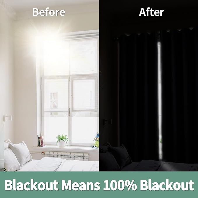 Cream Blackout Curtains for Bedroom 63 Inch Length 2 Panels Set, Thermal Insulated 100% Light Blocking Soundproof Grommet Window Curtains for Living Room with Black Liner, Each 42 Inch Wide