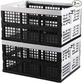 Hespapa 35 Quart Folding Crates, Plastic Collapsible Storage Container Milk Crate Baskets, 2 Packs