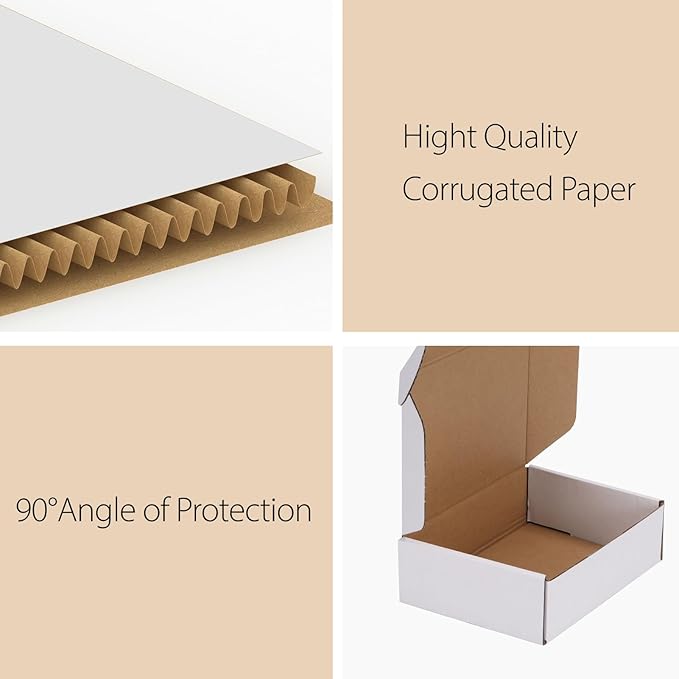 RLAVBL 7x5x2 Small Shipping Boxes Set of 40, White Corrugated Cardboard Mailer Box for Packing, Mailing, Business