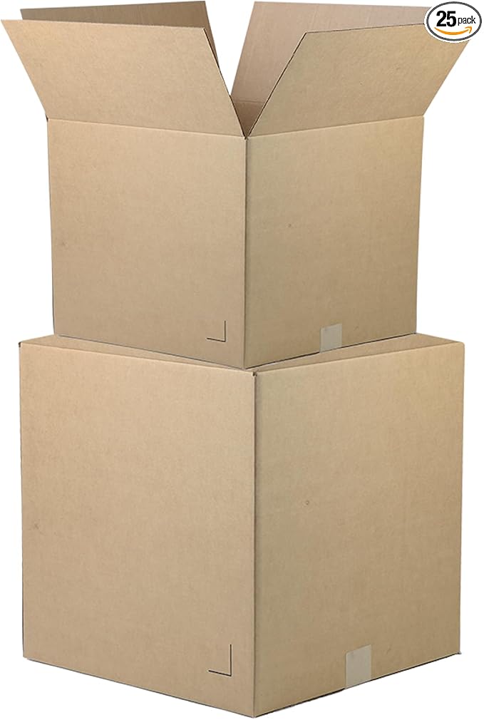 The Boxery 16"x12"x12" Brown/Kraft Corrugated Cardboard Shipping Boxes 25-Pack | Mailing, Packing, Moving & Storage for Business/Home – Durable - Eco-Friendly, Recyclable - Made in the USA