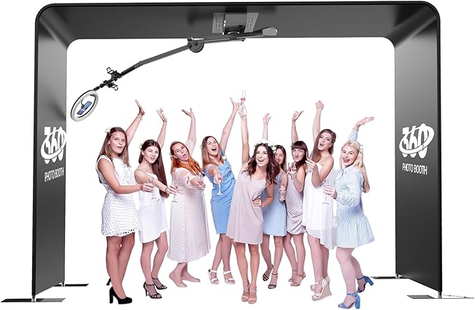 HARZHI Overhead 360 Photo Booth with Software Control APP 360-DegreeRotating Full Body Spin with Ring Light for Big Parties (Booth+Arm)