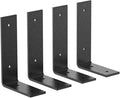Black Heavy Duty Shelf Brackets 6 Inch, Rustic Gold Iron L Shelf Bracket, Industrial Modern Metal Floating Shelf with Hardware for DIY Open Shelving, 4 Pack
