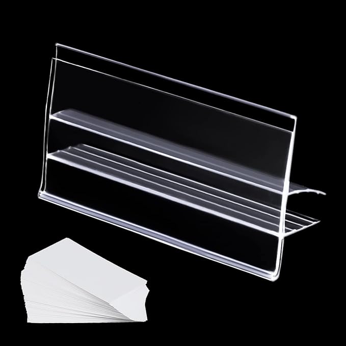 Glass Shelf Label Holders 40 pcs with Inserts fits Fits 3/8" Glass Shelving