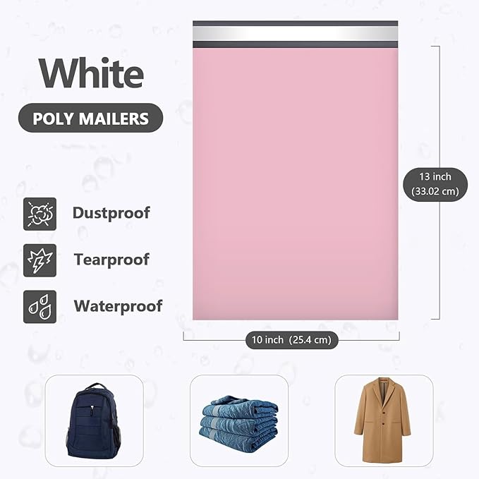 10x13" Poly Mailers 200PCS, 5-Layer Self-Seal Waterproof Shipping Bags for Clothes, Books, Mailing, E-commerce Packaging,Tear-Proof Shipping Envelopes Poly Bags for Business