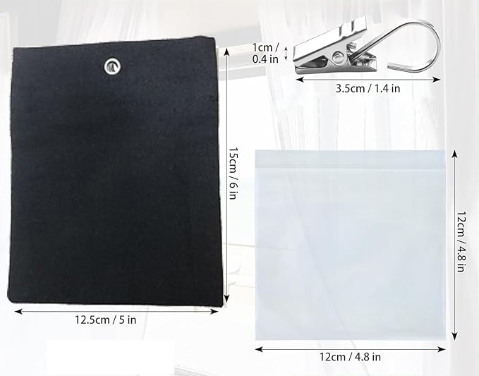 6 Pack Outdoor Curtain Weighted Blocks, 15 oz Outdoor Curtain Sandbag Weighted Bags, Curtain Bottom Weighted Bag Retainer Clips for Outdoor Curtains Gazebo Tent Tablecloths