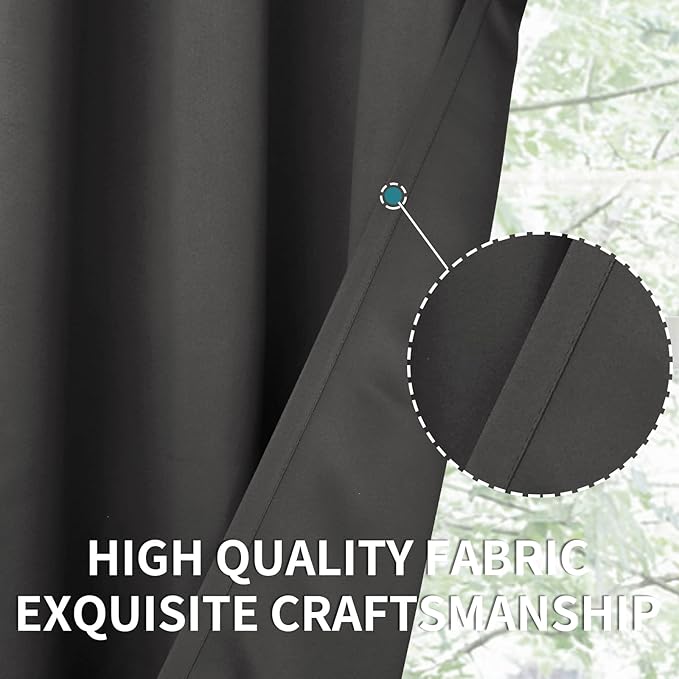BGment Blackout Curtains - Grommet Thermal Insulated Room Darkening Bedroom and Living Room Curtain, Set of 2 Panels (42 x 84 Inch, Dark Grey)