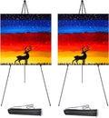 63" Easel Stand for Wedding Sign - Adjustable Easels for Display Painting Canvas - Metal Floor Easels with Portable Bag Fit for Lobby,Exhibition,Holds 4lbs,2Pack