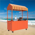 Outdoor Food Vendor Cart with Canopy, Portable Mobile Street Food Stand, Foldable Commercial Vending Trolley Kiosk for Markets and Events(Orange,47.2in)