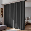 Room Divider Blackout Curtains Flexible Sliding Tracks Sets Ceiling Mounted Rod Window Curtain Privacy Separation for Bedroom Living Rooms,1 Panel Black Drape and Black Track Set-W108xH84 in