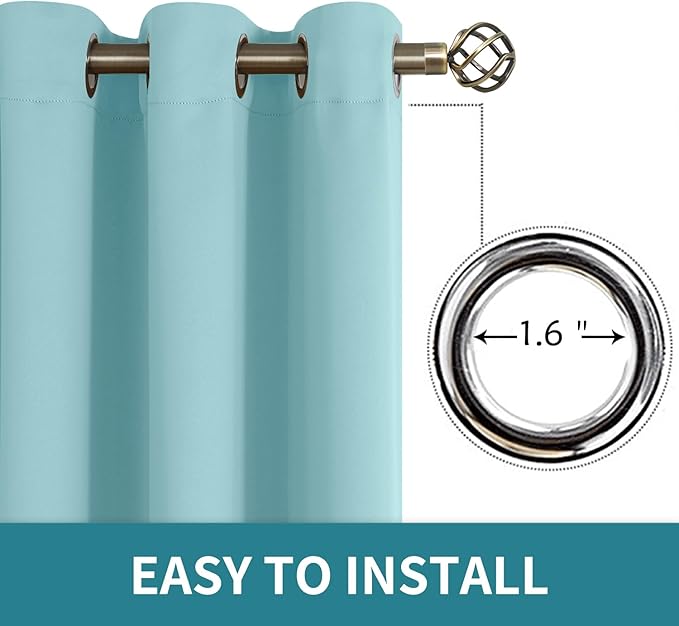 BGment Blackout Curtains - Grommet Thermal Insulated Room Darkening Bedroom and Living Room Curtains, Set of 2 Panels (46 x 54 Inch, Baby Blue)