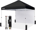 CROWN SHADES 12x12 Pop Up Canopy Tent Instant Commercial with 150D Silver Coated Fabric Including 1 Removable Sidewall, 4 Ropes, 8 Stakes, Weight Bags, STO 'N Go Bag, Black