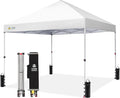 CROWN SHADES 8x8 Pop Up Canopy - Beach Tent with One Push Setup - Easy Outdoor Sun Shade for Events, Parties, Camping - Gazebo with STO-N-Go Cover Bag, Silver Coated Top, White