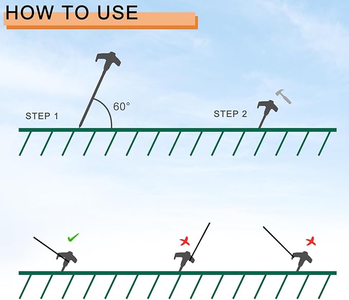 Screw in Tent Stakes Heavy Duty,8 Inch Ground Anchors Screw in,Metal Stakes with Hex Head Driver,Camping Tent Accessories (8, White)