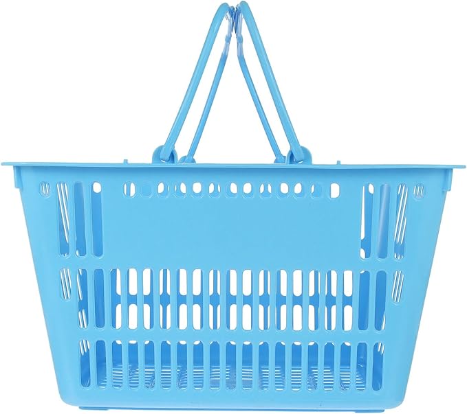 Uonlytech Thickened Plastic Storage Basket with Double Handles Handles Grocery Basket for Supermarket Shopping and Household Organizing