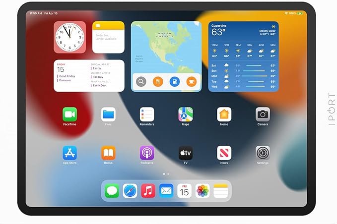 iPort 70756 Surface Mount System iPad Wall Mount – Slim & Secure Enclosure for iPad Pro 11" (3rd Gen) & Air 10.9" (5th Gen) | Built-in PoE | Flush Wall Dock for Smart Home & Commercial Use – White