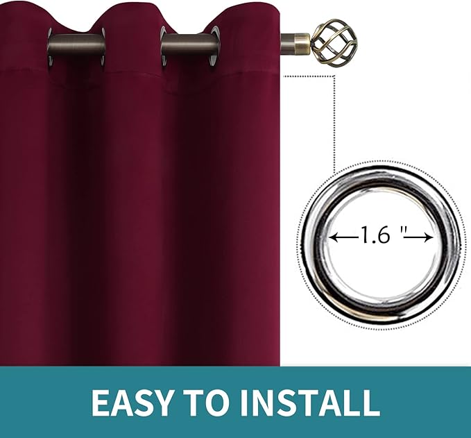 BGment Christmas Red Sliding Door Curtain 96 Inch Long - Wide Room Darkening Room Divider Curtain for Bedroom Privacy Themral Insulated Grommet Room Separator Curtain, 1 Panel, 100 X 96