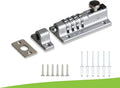 Heavy Duty 4-Digit Combination Locking Bolt - Reinforced Zinc Alloy Security Slide Latch for Gates, Sheds, Barns, Fences & Cabinets - Childproof Design & Anti-Theft Password Setting (Silver)