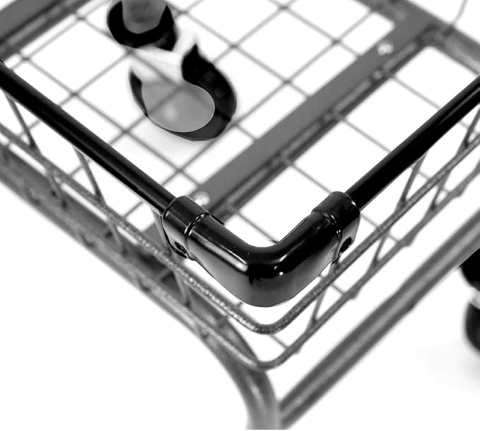 U Handle Grocery CART 1.5 Bushel (Gunpowder Metal) Red, Blue Trim (Black)