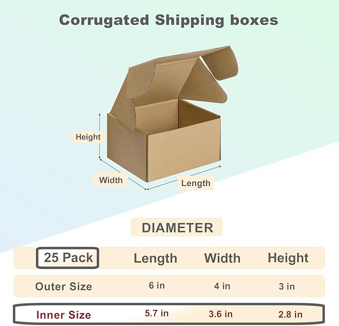 MEBRUDY 6x4x3 Inches Shipping Boxes Pack of 25, Small Corrugated Cardboard Box for Mailing Packing Literature Mailer