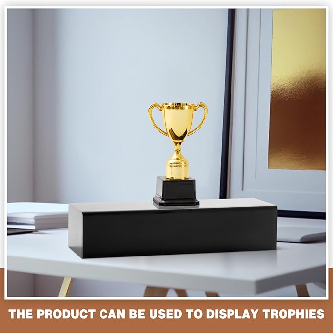 Chunful Black Acrylic Display Box Riser Trophy Base Acrylic Pedestal Stand Block Versatile Trophy Diorama Base and Storage for Photography Props Home Office Decor Showing (14" L X 4.5" W X 3" H)