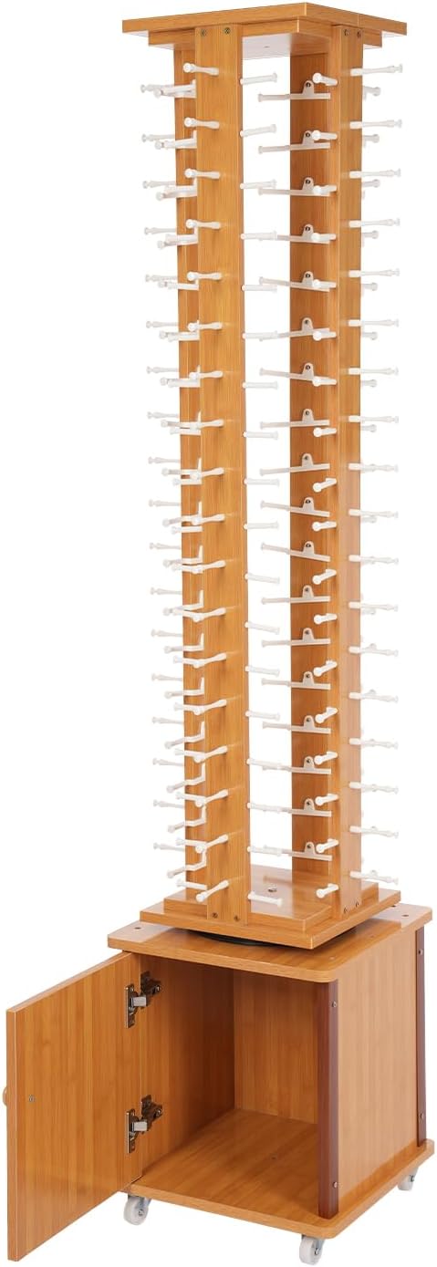 Sunglasses Display Stand, 72 Pairs Wooden 360° Rotating Sunglass Eyeglass Holder Organizer, Glasses Hanger Storage Rack for Retail Commercial Display, L14.2*H66.1in, Brown