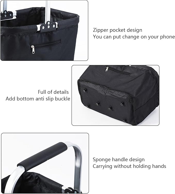 Shopping Bag Basket, Large Capacity, 26L, Foldable Grocery Storage Container, Market Shopping Basket, Easy To Carry, For Everyday Supermarket And Outdoor Picnic
