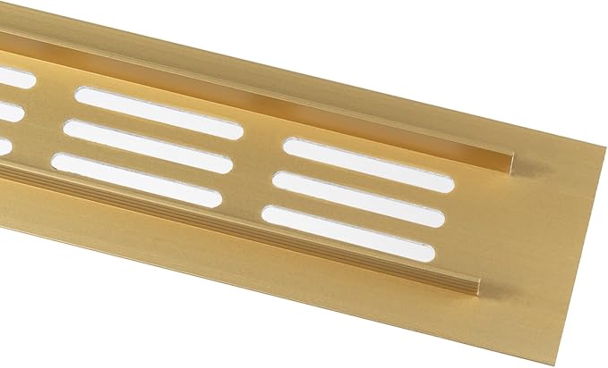 Vent Systems 11.81 x 1.57 (Outer Size) Air Supply Ventilation Grille - Gold Aluminum Rectangle Intake/Exhaust Door Vent Deflector - HVAC for Home Improvement Floor, Wall Duct Cover