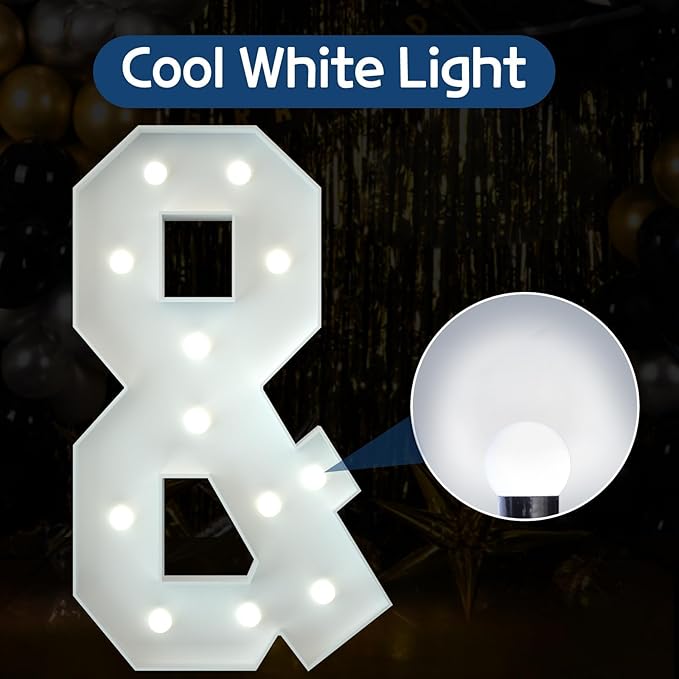 Marquee Letters 4 Feet Tall Large Light Up Letters Baby Shower Decorations Wedding Engagement Proposal White Party Decorations Mr and Mrs Sign Big Cardboard Backdrop &