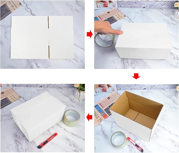 Calenzana 8x6x4 Shipping Boxes Set of 25, White Corrugated Cardboard Box for Mailing Packing Gifts Small Business