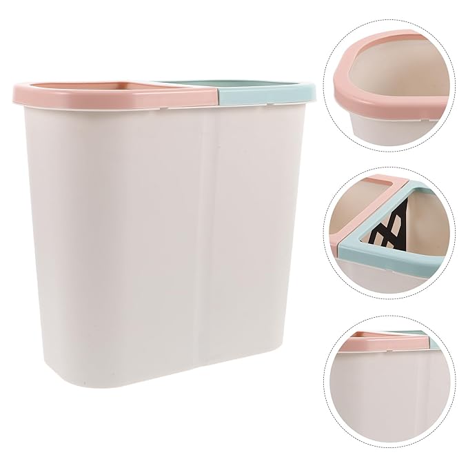 Dry Wet Separation Kitchen Garbage Can Narrow Dual Compartment Trash Bin for Home Office Compact Space-Saving Wastebasket Efficient Sorting for Bathroom and Kitchen
