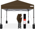 Best Choice Products 10x10ft 1-Person Setup Pop Up Canopy Tent Instant Portable Shelter w/ 1-Button Push, Case, 4 Weight Bags - Brown