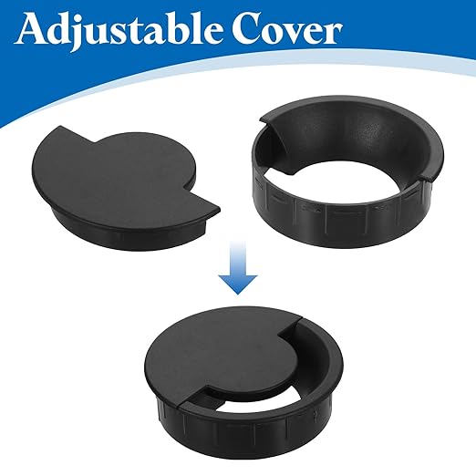 uxcell 6 Pcs Desk Grommet, 80 Mm/3.15 Inch Cable Wire Grommet Organizer, Desk Hole Cover for Home Office Computer Equipment, Black