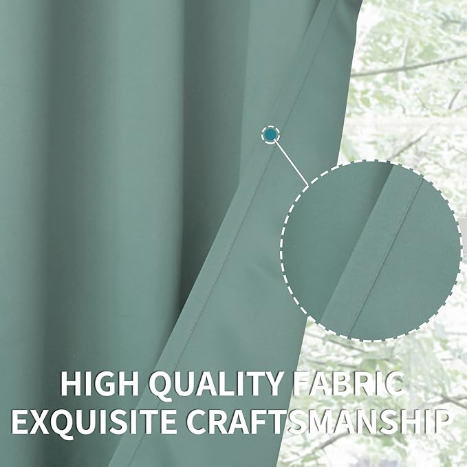 BGment Blackout Curtains - Grommet Thermal Insulated Room Darkening Bedroom and Living Room Curtains, Set of 2 Panels (42 x 63 Inch, Frosty Green)