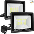 Ceena 2 Pack 120W Plug in LED Flood Light Outdoor, 12000lm Super Bright Floodlight with Switch and 5.9FT Wire, IP66 Waterproof 6000K LED Work Lights for Backyard, Workshop, Basketball Court