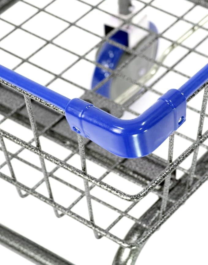 U Handle Grocery & Laundry CART 1.5 Bushel (Gunpowder Metal) Red, Blue Trim (Blue)