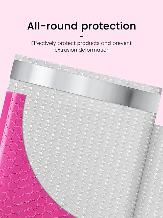 GSSUSA Pink Bubble Mailers 6X10 Inches 500 Pack, Padded Poly Bubble Mailer, Small Padded Envelopes Strong Adhesion Bubble Envelopes,Self-Seal Mailing Envelopes for Small Business,Package Supplies