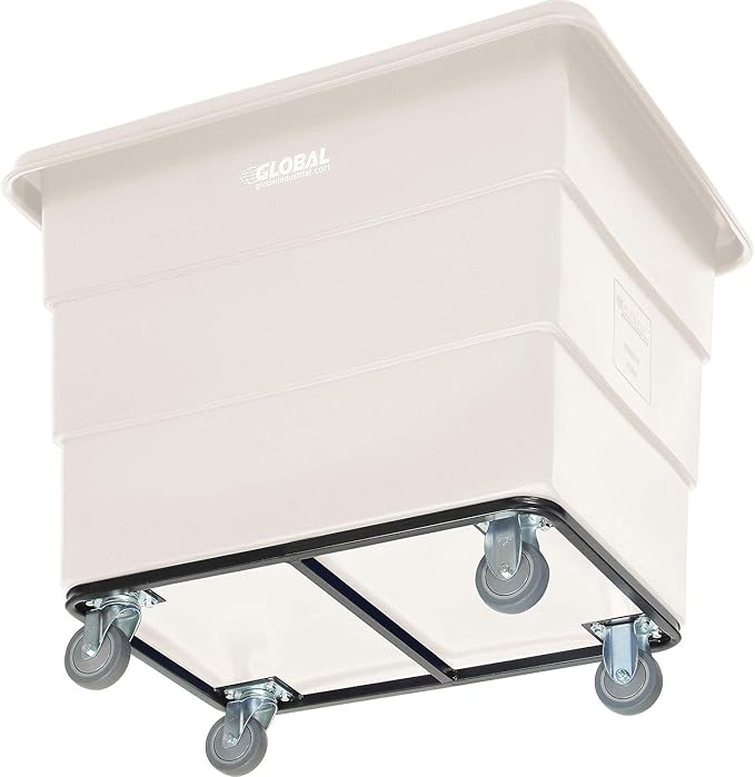 Global Industrial 12 Bushel Plastic Bulk Box Truck, Steel Chassis Base, 1000 lbs. Capacity, 4" Non-Maring Rubber Casters, White, 38-2/5"L x 28-9/10"W x 33" H