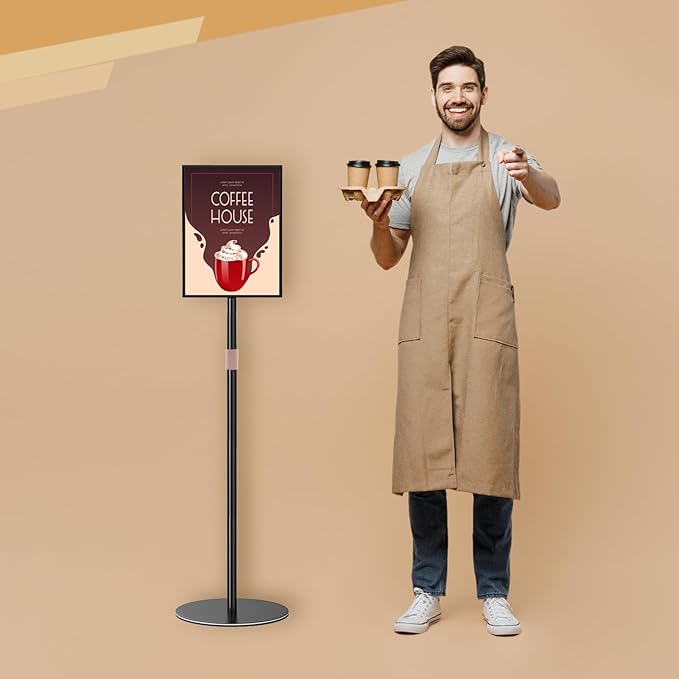 Sign Holder Stand 8.5x11 inch - Flip Open Pedestal Floor Standing Sign Holder, Adjustable Versatile Sign Stands for Display, Floor Sign Holder with Easy Replacement for Events and Promotions (2 PACK)