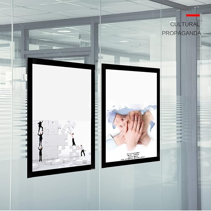 Magnetic Sign Holder 8.5 x 11, Self Adhesive Display Picture Frames Wall Sign Holder with Strong Magnetic Border Document Holder for Door Fridge Window Glass Restaurant Office (Black, 6 Pack)