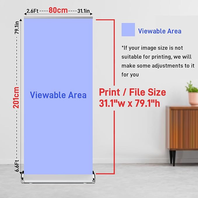 Customized Retractable Banner Stands for Business with The Carry Bags, Vertical Banner Stands, Indoor Outdoor Displays for Advertising, Birthdays and Parties, Rolling Banner Stands, Customizable Signs with Stands, 33x81in